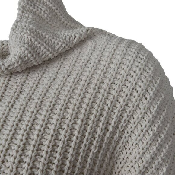 Aerie Chenille Oversized Turtleneck Sweater Cream Beige Size XS - Picture 4 of 12
